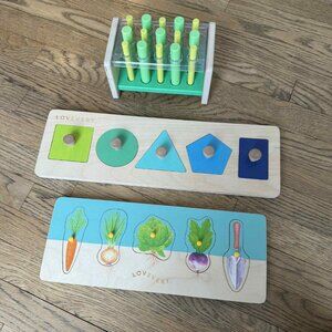 LOVEVERY Lot of 3 Wooden Puzzles Montessori Toys Activities